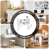 Haotian Wall Mounted Folding Table Drop-Leaf Floating Trestle Desk Computer Writing Workstation with Storage Compartments, White FWT07-II-W Haotian