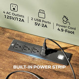 Huuger TV Stand Dresser with Power Outlets and LED Lights, 4 Drawers Entertainment Center with Shelves, 54 Inch Media Console for 55 60 Inch TV, 4 AC Outlets, 2 USBs, Rustic Brown Huuger