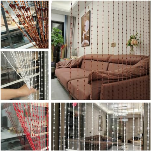 ave split Beaded Curtain Doorways Acrylic Hanging Door Beads String Curtains Tassel Room Divider Screen Decor for Doorway Window Living Room Wedding (042coffee, 39 inch x 78.7 inch), ES042 ave split