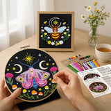Nuberlic 3 Pack Embroidery Kit for Adults Beginners, Stamped Cross Stitch Moth and Bee Patterns with Hoop, Thread, Needles & Step-by-Step Guide Easy DIY Starter Kit