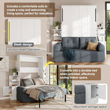 Quarte Queen Size Wall Murphy Bed with Sofa and Storage, Space-Saving Folding Bed for Home Office & Guest Room, Easy Assembly (A-Gray) Quarte