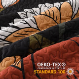 Andency Floral Boho Quilt King Size Bedding Set Black, 3 Pieces Farmhouse Flower Botanical Summer Bedspreads with 2 Shams, Soft Reversible Lightweight Microfiber Coverlet Set for All Season, 106"x96" Andency