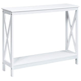 Giantex Console Table 2-Tier with Storage Shelf,X-Design Bookshelf Narrow Accent Table for Entryway Hallway Living Room Sofa Side Table (White) Giantex