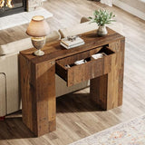 Tribesigns 39'' Farmhouse Console Table, Narrow Sofa Entryway Table with Drawer, Small Wooden Entrance Table for Living Room, Hallway, Foyer, Distressed Brown Tribesigns