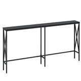Masupu 63" Console Table, Modern Narrow Long Sofa Table Behind Couch, Skinny Entry Table, Industrial Sofa Table with Metal Frame for Hallway, Living Room, Classic Black… Masupu