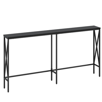 Masupu 63" Console Table, Modern Narrow Long Sofa Table Behind Couch, Skinny Entry Table, Industrial Sofa Table with Metal Frame for Hallway, Living Room, Classic Black…