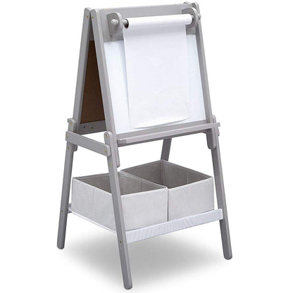 Delta Children MySize Kids Double-Sided Storage Easel -Ideal for Arts & Crafts, Drawing, Homeschooling and More - Greenguard Gold Certified, Grey - WoodArtSupply