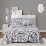 Intelligent Design Printed Microfiber Sheet Set, Soft Modern Bedroom Decor, Elastic Deep Pocket, All Season, Lightweight, Breathable, Cozy Bedding, Matching Pillowcase, King Black Floral 4 Piece Intelligent Design