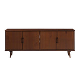 Walker Edison Genia Mid-Century Modern Solid Wood Stand for TVs up to 65 Inches, Walnut Walker Edison
