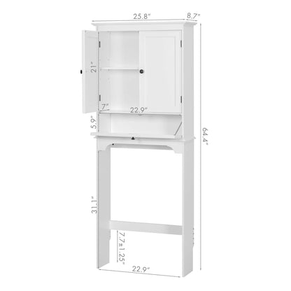 Spirich Over The Toilet Storage Cabinet, Bathroom Above Toilet Storage Cabinet with Doors and Adjustable Shelves, White