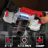 PowerSmart Portable Band Saw with Removable Alloy Steel Base, 10Amp 1100W Motor 5-Inch Deep Cut Bandsaw for Metal Wood PowerSmart