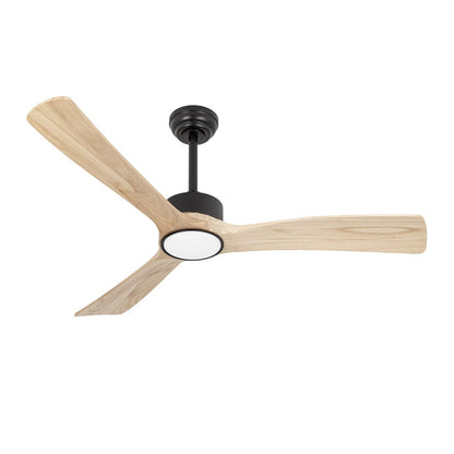 raccroc Wood Ceiling Fans with Lights and Remote,52in Ceiling Fan,22W LED Light Modern Ceiling Fan with Lights,3 Natural Solid Wood Blades,6 Speeds,Reversible Quiet DC Motor - WoodArtSupply