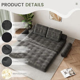 DSNAPE 59" Convertible Sofa Bed, 5-in-1 Folding Loveseat Sleeper Chair with Pillows Removable Armrests, Fold Out Boneless Couch Futon Floor Mattress Lounge for Apartment Dorm Living Room - Grey, Full DSNAPE