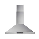Tieasy Wall Mount Range Hood 30 inch Kitchen Hood 700 CFM with Ducted/Ductless Convertible Duct, Touch Control, Permanent Filters, Stainless Steel, 3 Speed Exhaust Fan, LED Light Tieasy