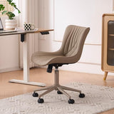 YOUTASTE All Khaki Office Chair, Modern Armless Desk Chair with Back, Adjustable Swivel Rolling Faux Leather Task Chair with Wheels Metal Base for Home Office, Study, or Vanity YOUTASTE
