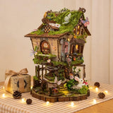 RHZN Book Nook Kit, Miniature House Kit, 3D Wooden Puzzles for Adults, Tree House