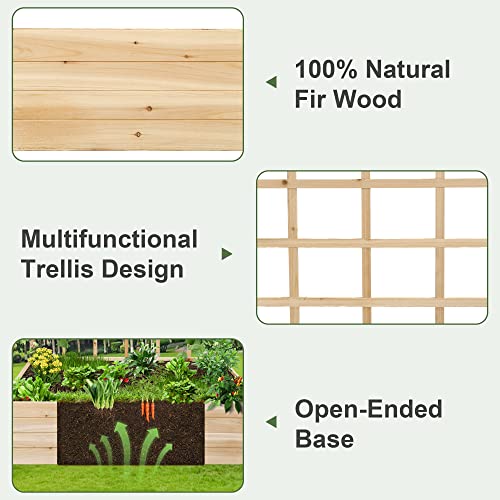 OIPRTGFJ Wood Planter with Trellis Raised Garden Beds,Wooden Raised Garden Bed with Trellis Outdoor Flower Box for Herbs Vegetables Flowers Vine for Outdoor Patio Deck Balcony - WoodArtSupply