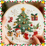TUIFOQU Christmas Embroidery Kit, 4 Pack Beginner Embroidery Kit for Adults, Including Pattern, Needles, Cotton Threads and Instructions