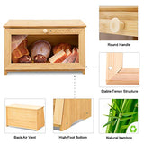 HOMEKOKO Wood Bread Box for Kitchen Counter, Single Layer Bamboo Large Capacity Food Storage Bin (NATURAL) HOMEKOKO