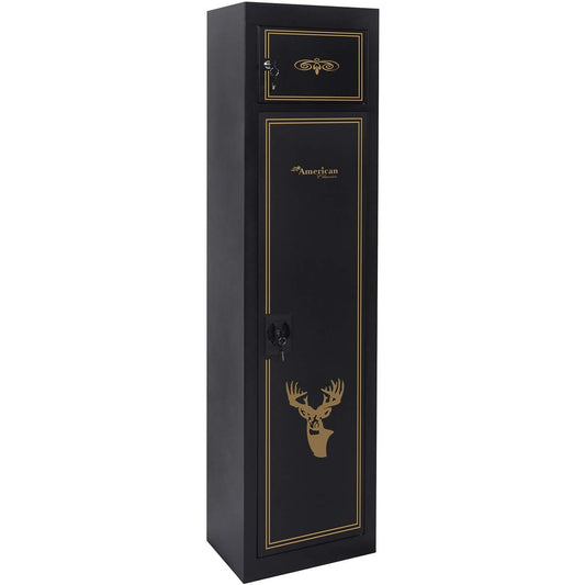 American Furniture Classics 906 Five Gun Metal Storage Cabinet with Separate Pistol Compartment