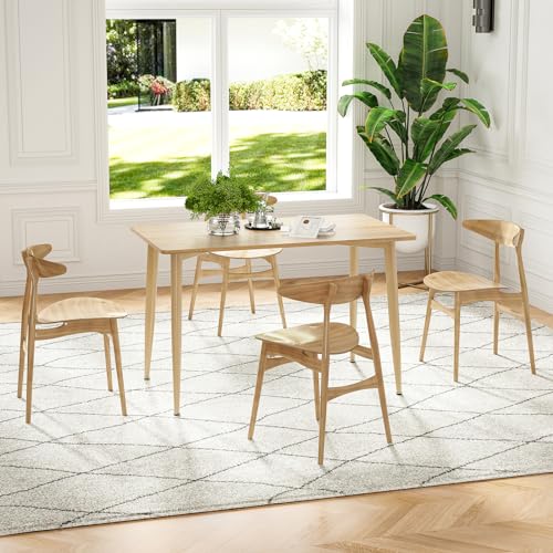 STARY 47.2" Rectangular Dining Table Seats Up to 4-6 People with Wood Tabletop and Metal Frame, Natural - WoodArtSupply