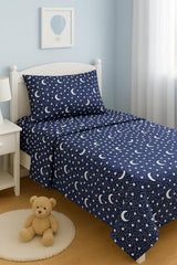Heritage Kids 4 Piece Full Sheet Set,Constellation Outerspace with Moon and Stars Pattern, Cozy and Durable with 2 Pillow Cases, 1 Fitted Sheet, 1 Flat Sheet Heritage Kids