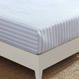Nautica - Full Fitted Sheet, Cotton Percale Bedding, Casual Home Decor (Beaux Stripe Blue, Full) Nautica