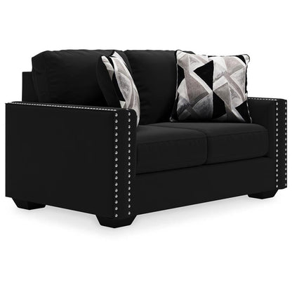 Signature Design by Ashley Gleston Glam Loveseat with Nailhead Trim, Black