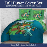 Jay Franco Kids Duvet Cover Set – 3 Piece Super Soft Bedding with Sham Pillowcase, Cover ONLY Comforter Not Included, Blue - Minecraft, Full Jay Franco