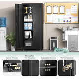 Greenvelly 73" Storage Cabinet with Wheels,Metal Rolling Garage Cabinet with Locking Doors and 4 Adjustable Shelves for Home,Kitchen,Office,Warehouse(32" W x 16" D) Greenvelly