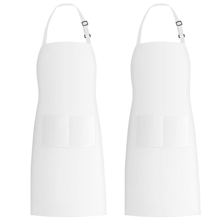 Xornis 2 Pack Bib Aprons with 2 Pockets Kitchen Apron Cooking Chef, White Xornis