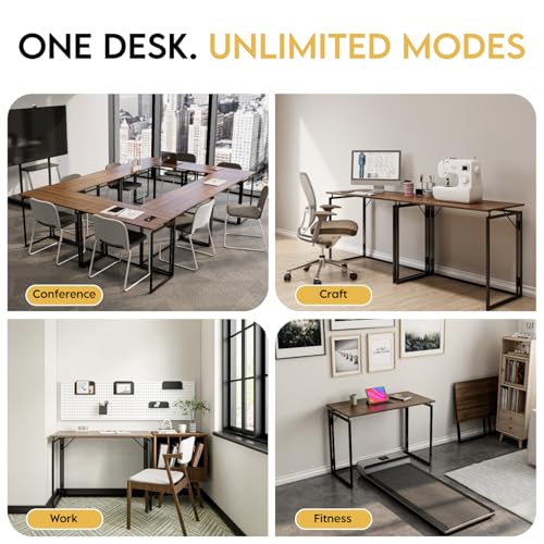 alawooder Folding Desk - 31.5" Wood Top Foldable Desk for Small Spaces | No Assembly Required Compact Desk for Home Office, Writing, and Study alawooder