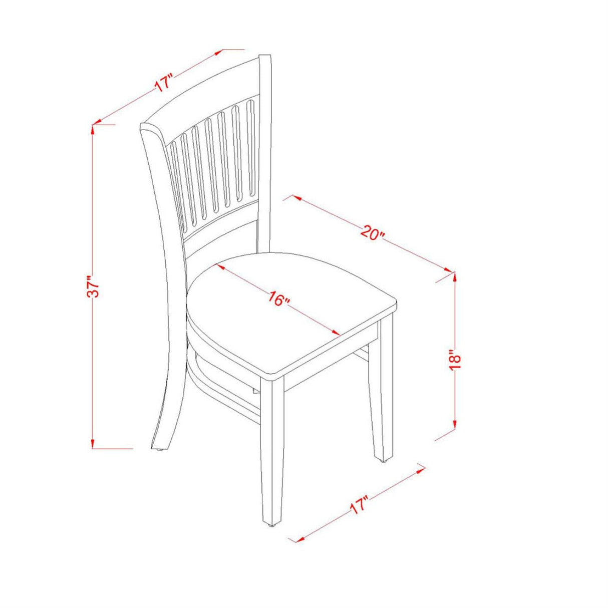 East West Furniture VAC-ESP-W Vancouver Kitchen Dining Chairs - Slat Back Wood Seat Chairs, Set of 2, Espresso East West Furniture