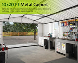 Jocisland 10.1x20.7x7.3 FT Heavy Duty Metal Carport, Car Canopy with 2 Lockable Doors & 4 Windows, All-Weather Car Shelter for Car, Boat, Truck, Lawn Equipment, Dark Gray Jocisland