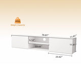 TIMSATIO Floating TV Stand Wall Mounted,70" Floating Entertainment Center for 60" 70" 80",Floating Shelf for Under tv, 3 Cabinet TV Console,Media Console for Living Room (Pure White) TIMSATIO