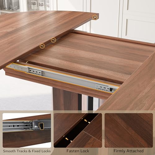 iPormis 59" Round Extendable Dining Table for 4-6, Modern Kitchen Table with Heavy Duty Pedestal Base & Wooden Top, Oval Dining Room Table for Dining Living Room, Easy Assembly, Walnut iPormis