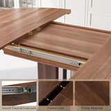 iPormis 59" Round Extendable Dining Table for 4-6, Modern Kitchen Table with Heavy Duty Pedestal Base & Wooden Top, Oval Dining Room Table for Dining Living Room, Easy Assembly, Walnut iPormis