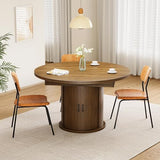 CABZOON 47-63in Extendable Round Dining Table for 4-8 Modern Round Kitchen Table Circle Dining Table with 2-Tier Storage Shelf, Space Saving Expandable Wood Oval for Living Room Walnut CABZOON