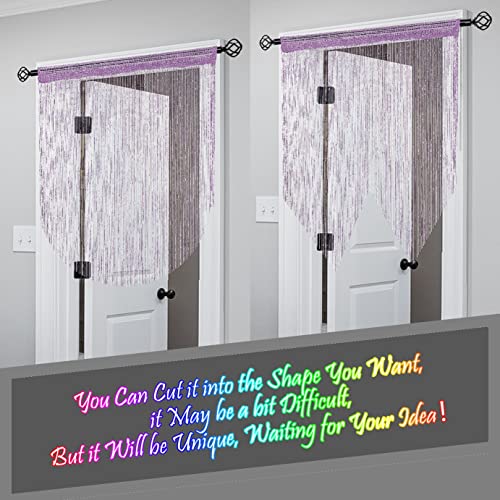 Atsweetlife Door String Curtain Doorway Beads Curtains,Hanging Room Divider Beaded Decor Hippie Glitter Fringe Panel Closet Window Doors Sequin Sheer Boho Doors Tassel (Purple) Atsweetlife