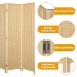 Salfanre Bamboo Room Divider 4 Panel, Folding Privacy Screens for Room Separation, 5.6 FT Freestanding Room Divider for Home, Bedroom and Office, Assembly-Free, Natural Salfanre