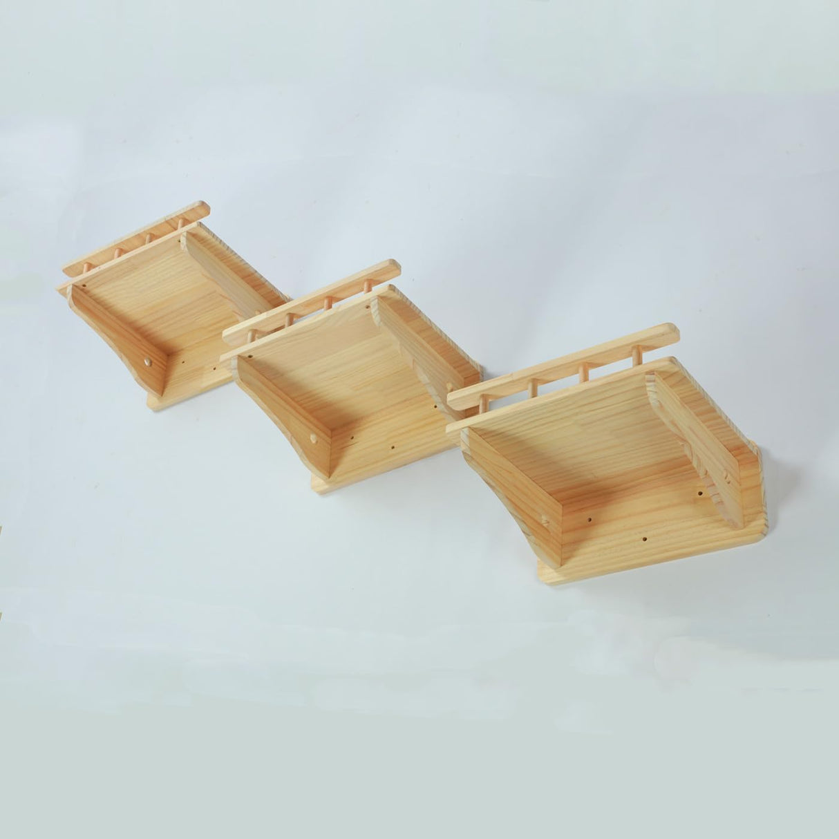 Natural Solid Wood Wall Mounted Cat Shelves, Superhighway Walkway Balcony Cat Wall Furniture Shelves, Wall Steps Stairs, Wall Perch SHENGOCASE