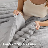 Bedsure Gentlesoft™ 2-in-1 Queen Comforter Set and Detachable Fluffy Blanket, Grey Bedding Set for All Season Use, SnapTech Design for Space Saving (Includes 2 Pillow Shams, 2 Pillowcases) Bedsure