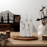 Halloween Table Decorations Indoor: Farmhouse Halloween Cute Ghost Decorations, Slender White Ghosts Wood Plank Signs Set, Rustic Tiered Tray Decor Wooden Ghost Desk Office Decor for Home Kids Treory