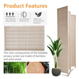Bamboo Room Divider - 4 Panel Folding Privacy Screen, 72 x 17.7 - Ideal Room Partition & Divider for Living Room, Bedroom, Study (Natural, 4 Panel) PIKAQTOP