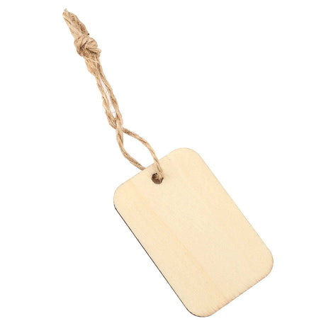 JAPCHET 200 PCS Wood Gift Tags Blank, 2.24 x 1.26 Inch Unfinished Wood Tags with Hole and 65 FT Hemp Rope, Blank Wood Tags for Hanging, DIY Craft and Home Decoration JAPCHET