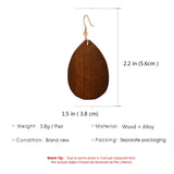 SMALLLOVE Wooden Hoop Earrings for Women Retro Black African Bohemian Wood Teardrop Geometric Lightweight Dangle Drop Earrings (Dark Brown) SMALLLOVE