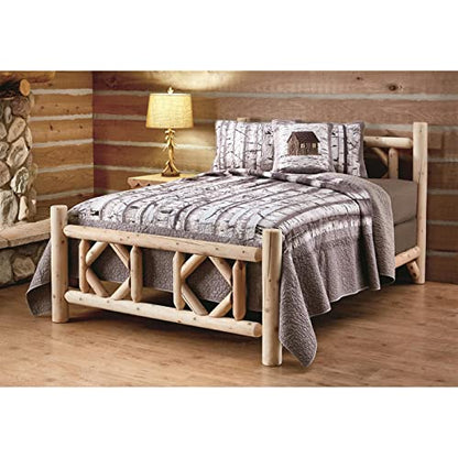 Rustic Diamond Cedar Log King Bed Frame by CASTLECREEK - WoodArtSupply