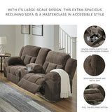 Signature Design by Ashley Frohn Modern Manual Double Reclining Loveseat with Console, Storage and Cup Holders, Dark Brown Signature Design by Ashley