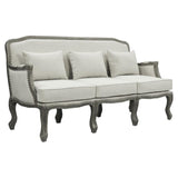Acme Furniture Upholstered Sofa with Nailhead Trim, Cream and Brown Acme