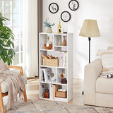 VECELO 42" Modern White Bookshelf, 7 Cube Organizer Bookcase,Fits Tallest Hardcovers, Horizontal Available,Floor Standing Display,Easy Assembly, Pearl White VECELO